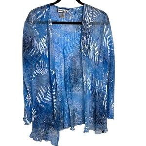 Silk Open front sheer cardigan,silk by Simply silk,ruffle hem,feminine,romantic